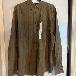 Men's Olive Green Striped Shirt